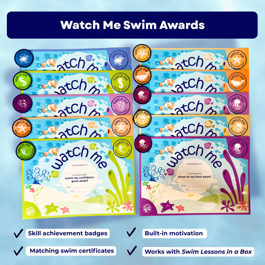 Watch Me Swim Award Pack - Swim Skill Badges and Certificates - Swimming with Confidence