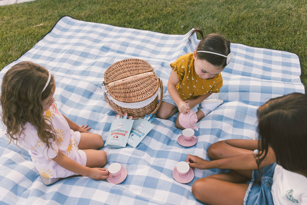 Punchy Kids electrolyte hydration sticks served at a tea party.