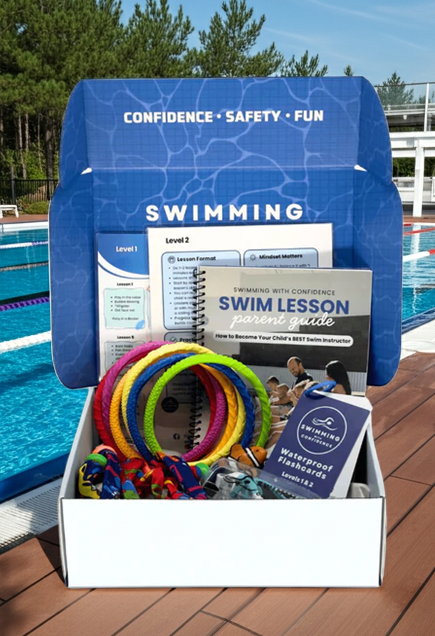 complete swim lessons in a box on the pool deck